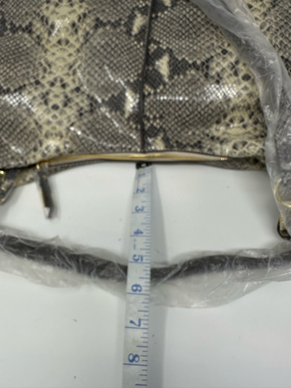 NEW G.I.L.I. GILI Milano Double Zip Exotic Leather Hobo Bag Purse Snake Grey - Picture 8 of 15